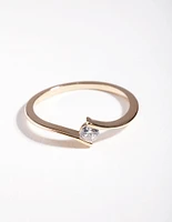 Gold Plated Sterling Silver Cubic Zirconia Twist Ring