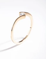 Gold Plated Sterling Silver Cubic Zirconia Twist Ring