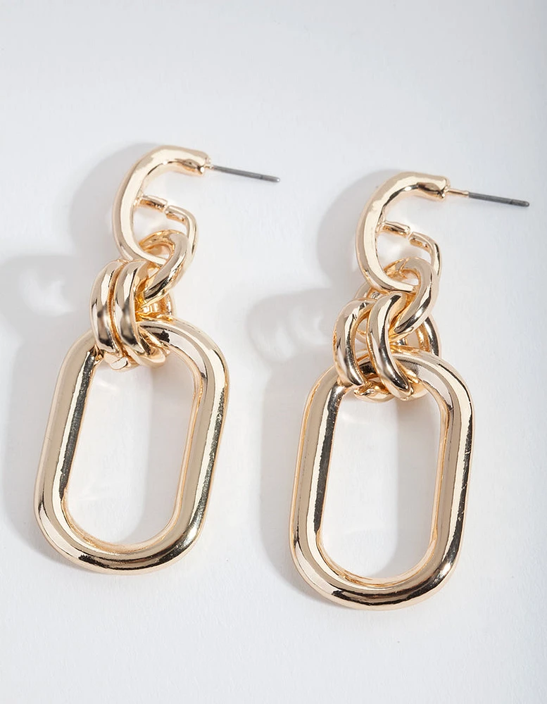 Gold Chunky Chain Link Earrings