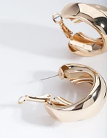 Gold Thick Double Hoop Earrings