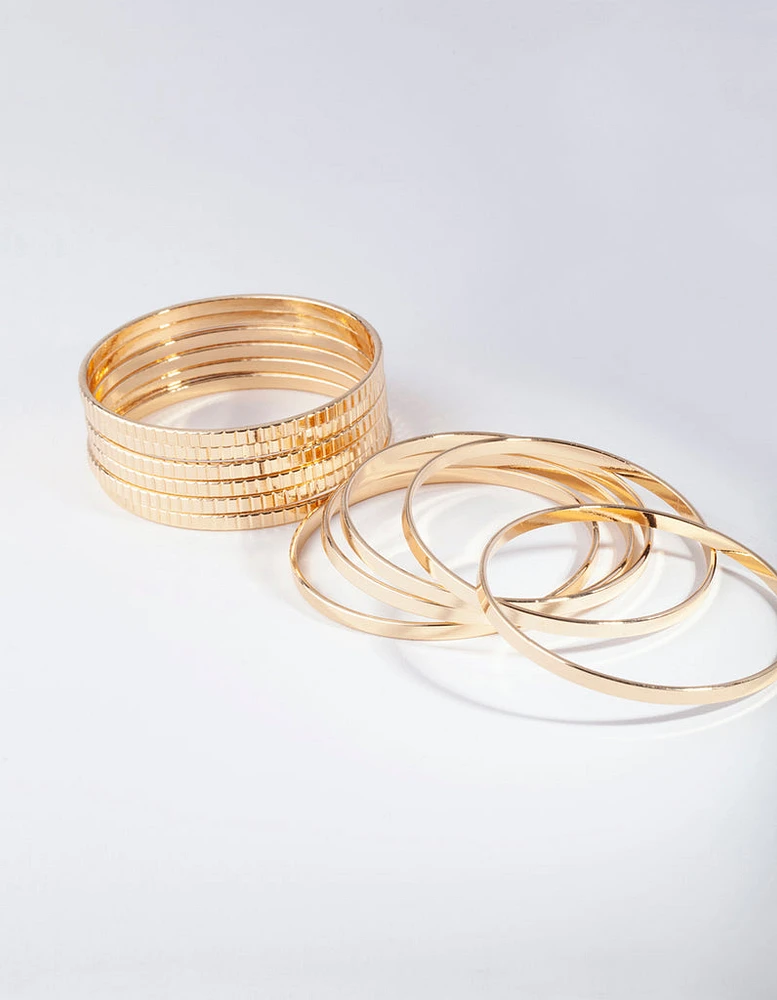 Gold Plain & Pattern Bracelet Pack