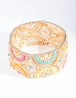 Antique Gold Bright Filigree Diamante Mix Bracelet