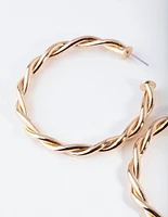 Gold Large Double Twisted Hoop Earrings