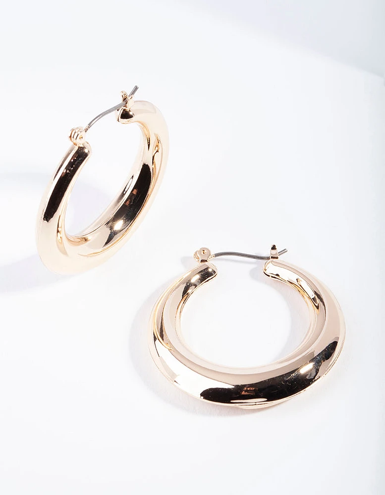 Gold Classic Smooth Hoop Earrings