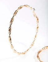 Gold Large Double Twisted Hoop Earrings