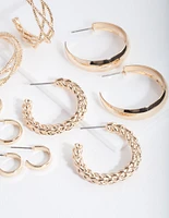 Gold Multi Twist Hoop Earring 6-Pack