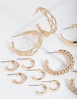 Gold Multi Twist Hoop Earring 6-Pack