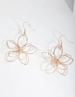 Gold Cutout Flower Drop Earrings