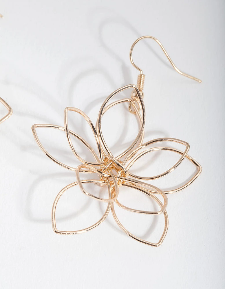 Gold Cutout Flower Drop Earrings