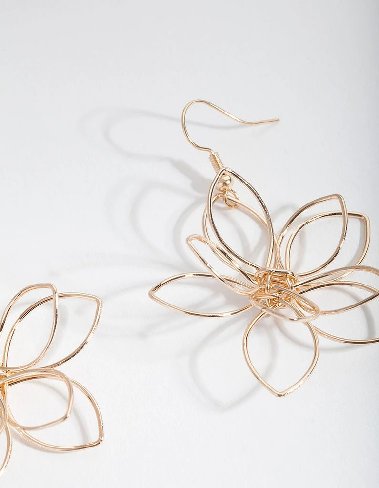 Gold Cutout Flower Drop Earrings