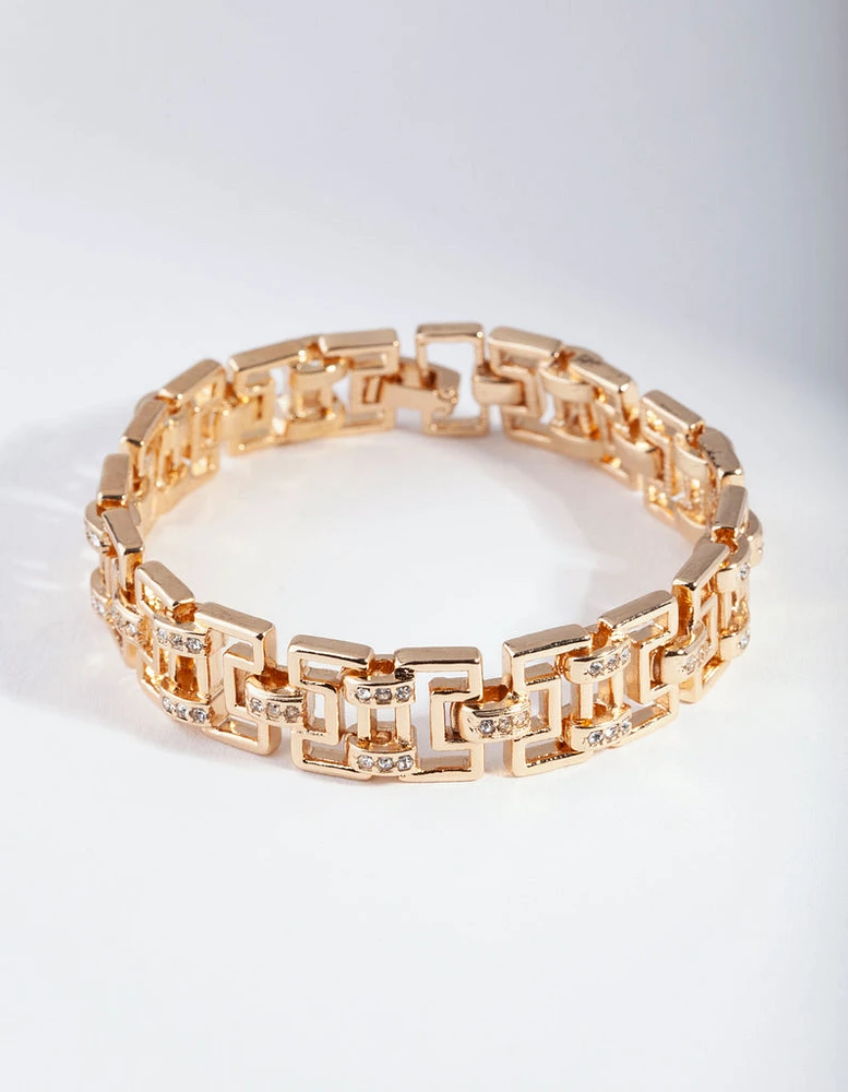 Gold Diamante Maze Clasp Bracelet