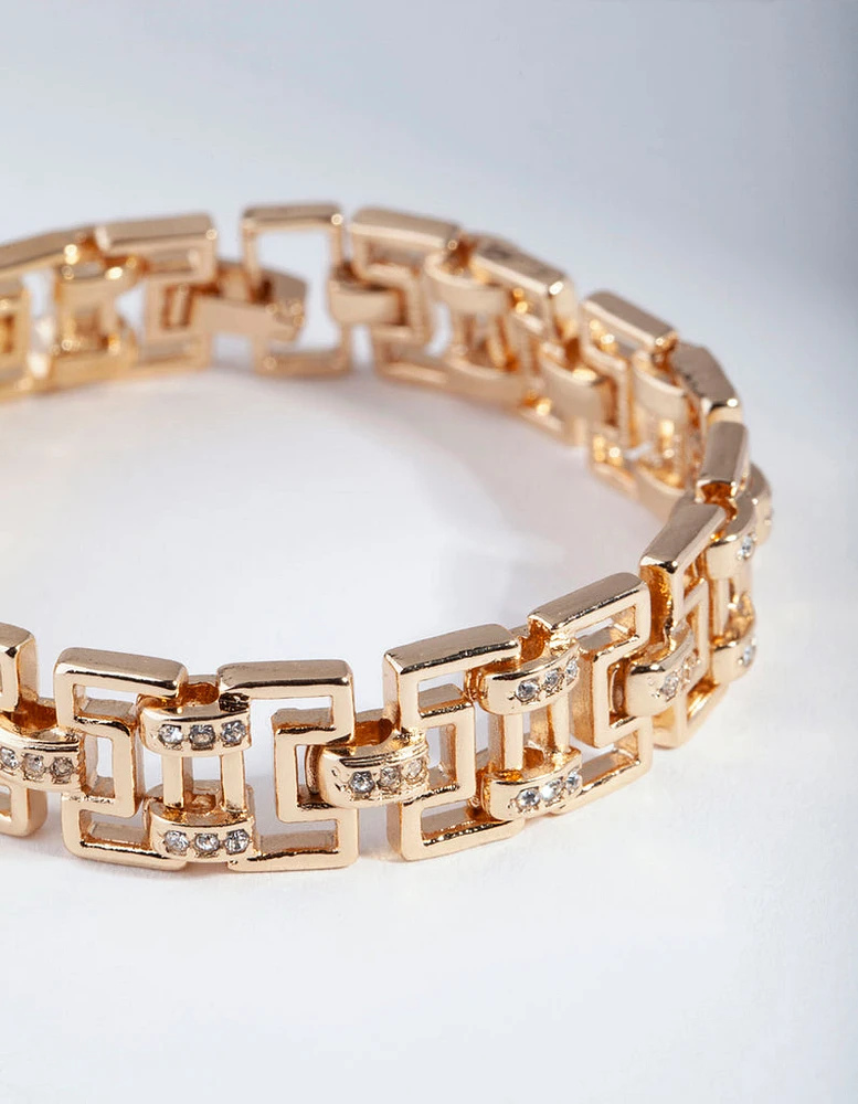 Gold Diamante Maze Clasp Bracelet