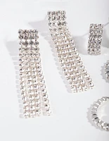 Silver Diamante Fringe Earring Pack