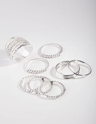 Silver Plain & Ball 10-Pack Rings