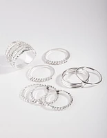 Silver Plain & Ball 10-Pack Rings