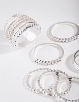 Silver Plain & Ball 10-Pack Rings