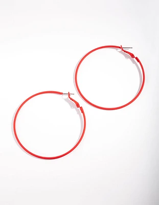 Red Simple Hoop Earrings