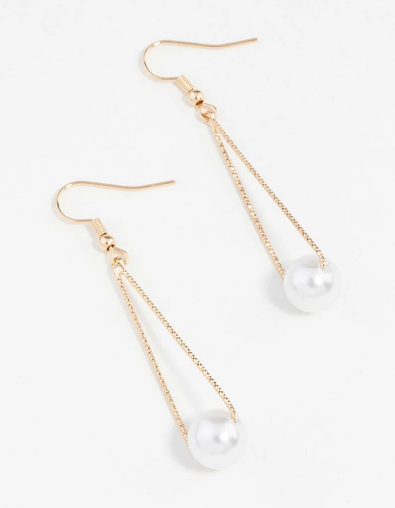 Gold Pearl Textured Cut-Out Earrings