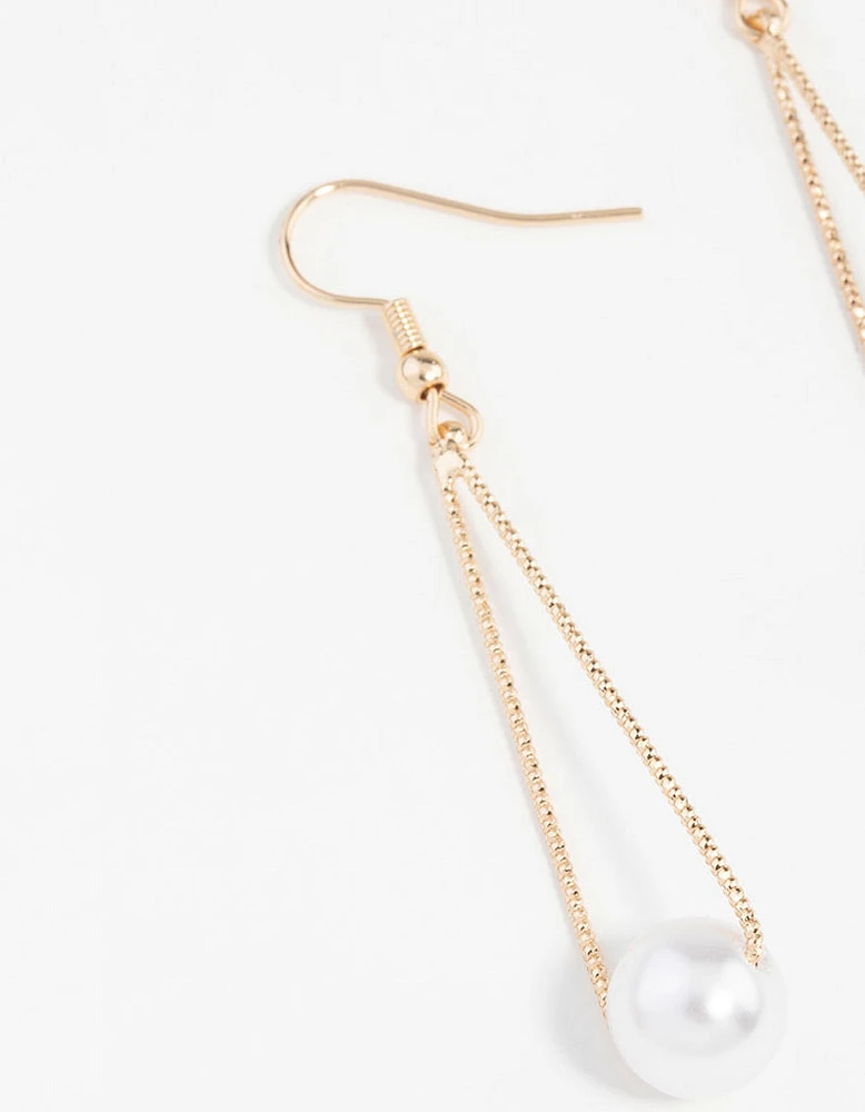 Gold Pearl Textured Cut-Out Earrings