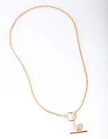 Gold Round Chain T-Bar Necklace