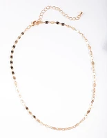 Gold Flat Disc Chain Necklace