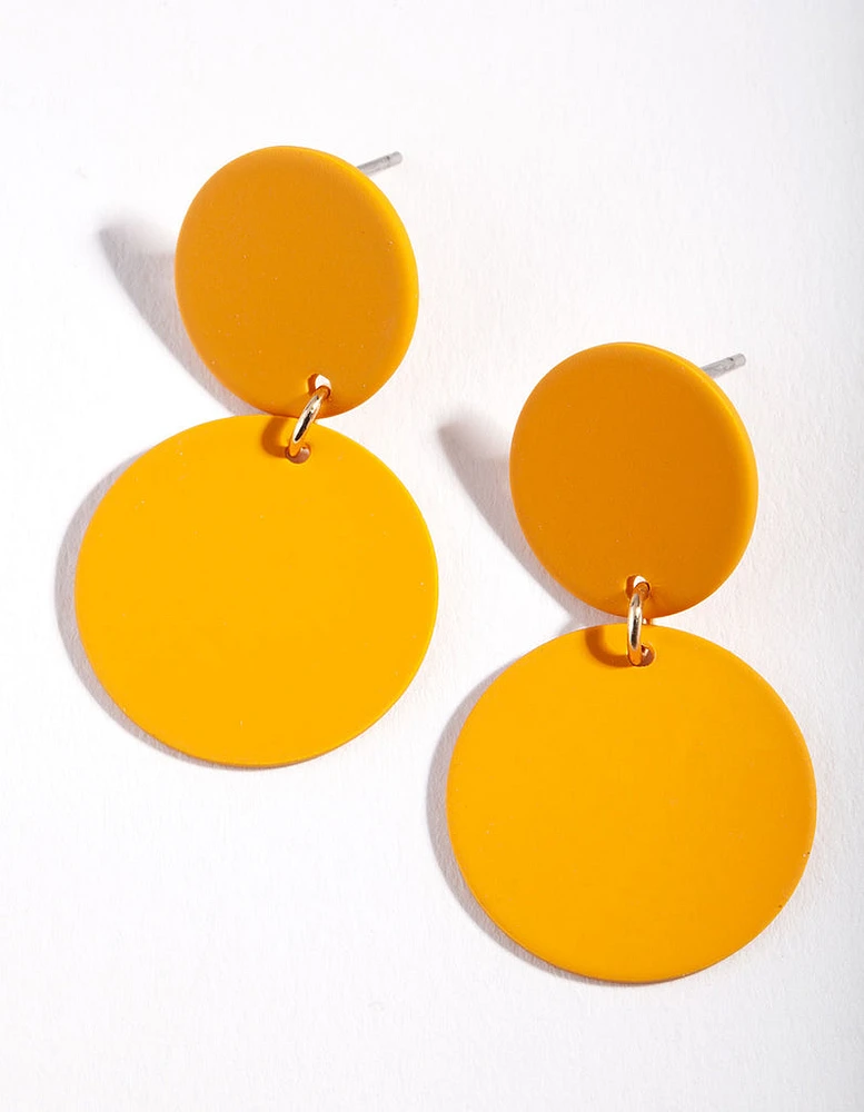 Orange Matte Double Disc Earrings