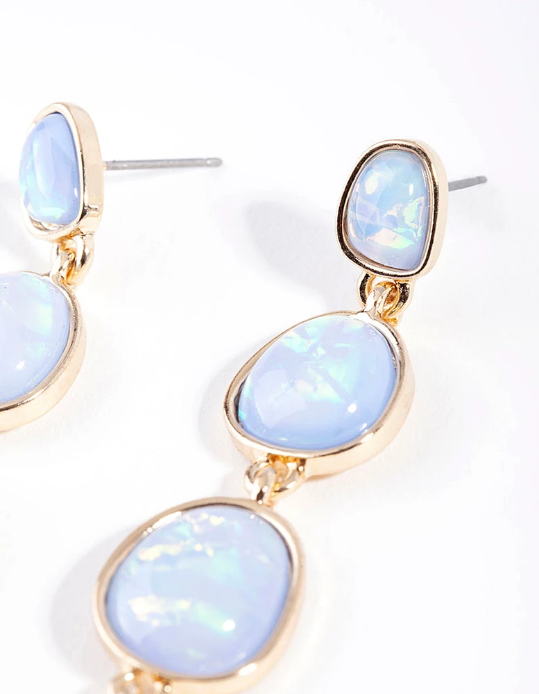 Gold Foil Stone Drop Earrings