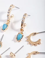 Antique Gold Turquoise Ear Stack