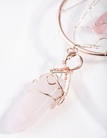 Rose Gold Dreamcatcher Rose Quartz Earrings