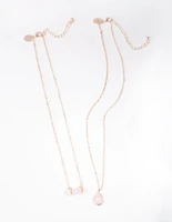 Rose Gold Double Layered Rose Quartz Necklace