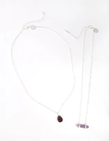 Silver Double Layered Amethyst Necklace