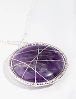 Silver Long Caged Amethyst Necklace