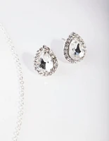 Silver Pear Crystal Jewellery Set