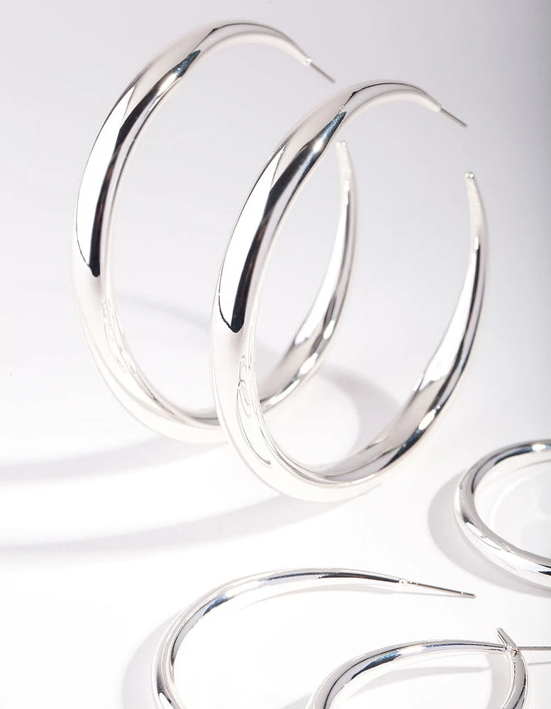 Silver Polished Hoop Earring Pack