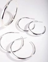 Silver Polished Hoop Earring Pack