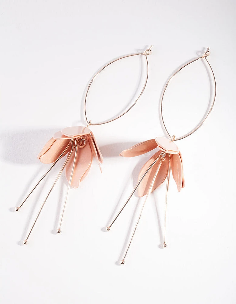 Rose Gold Pink Tulip Drop Earrings