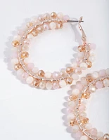 Rose Gold Pink Facet Bead Hoop Earrings