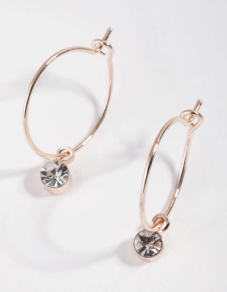 Rose Gold Mini Crystal Hoop Earrings