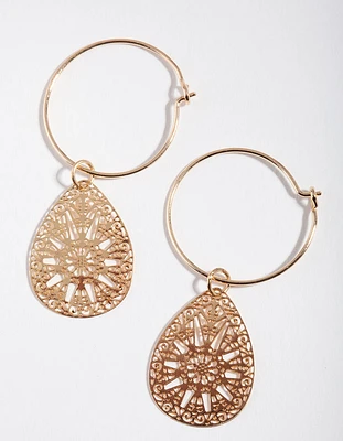 Gold Filigree Hoop Earrings