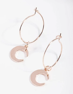 Rose Gold Mini Huggie Moon Earrings