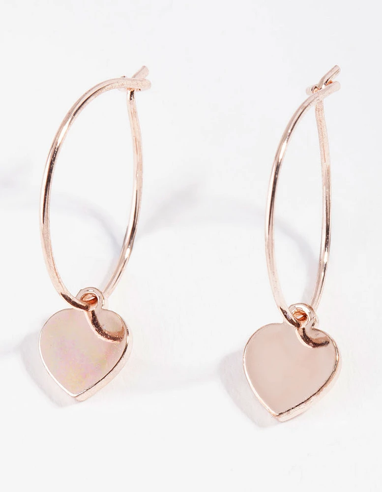 Rose Gold Mini Heart Hoop Earrings