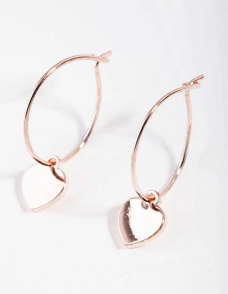 Rose Gold Mini Heart Hoop Earrings