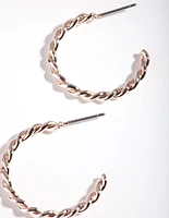 Rose Gold Twisted Hoop Earrings