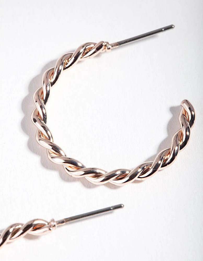 Rose Gold Twisted Hoop Earrings