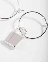 Silver Padlock Fine Hoop Earrings