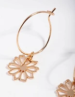 Gold Dainty Flower Hoop Earrings