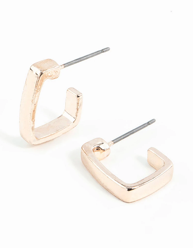 Rose Gold Thick Square Hoop Earrings