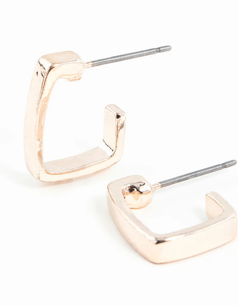 Rose Gold Thick Square Hoop Earrings