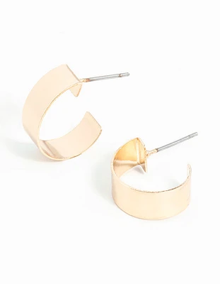 Gold Thick Micro Hoop Earrings