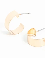 Gold Thick Micro Hoop Earrings